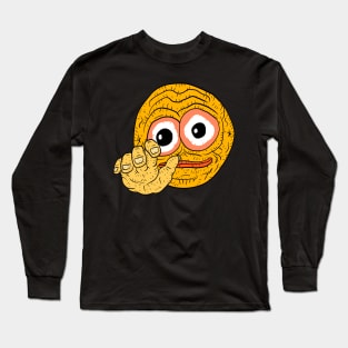 cursed hand emoji, scary and funny smiley face. Long Sleeve T-Shirt